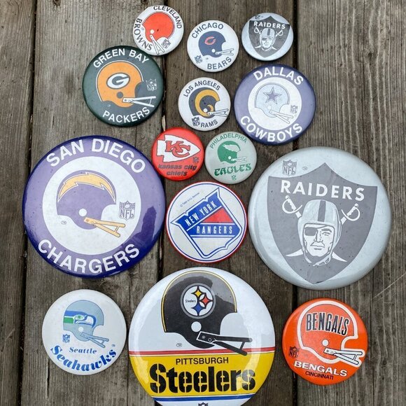 Lot of 14 Vintage 1960s NFL Buttons Steelers, Packers, Cowboys, Rams, Eagles - Picture 4 of 4